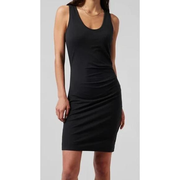 Athleta Della Lightweight Sleeveless Pleated Midi Dress Black Size Small - Picture 1 of 12